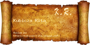 Kubicza Rita névjegykártya